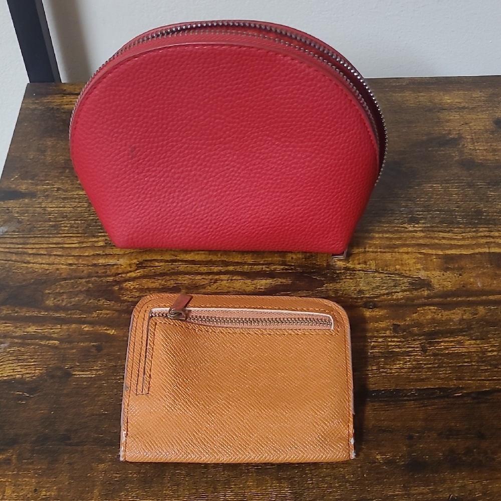 Red and Tan Leather Wallet Set